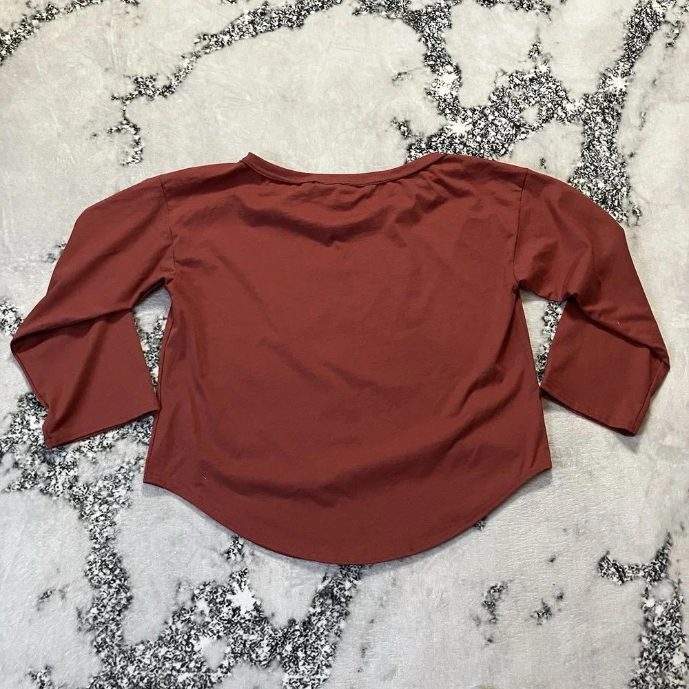 Free People Beach Shirt Womens Size Large Burgundy Cotton‎ Relaxed Tunic Top